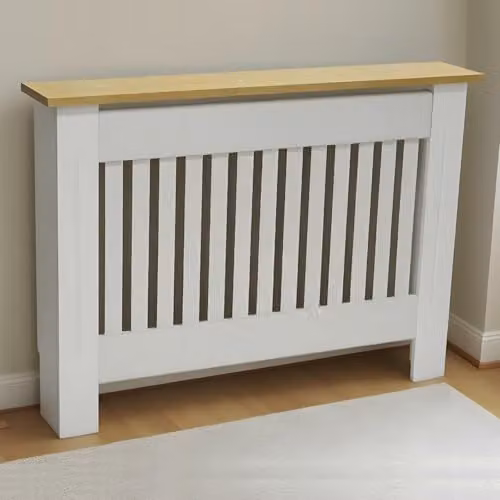 Gr8 Home Modern White Painted MDF Radiator Cover Storage Cabinet with Shelf W/D/H: 111 x 19 x 83.3 cm – 2