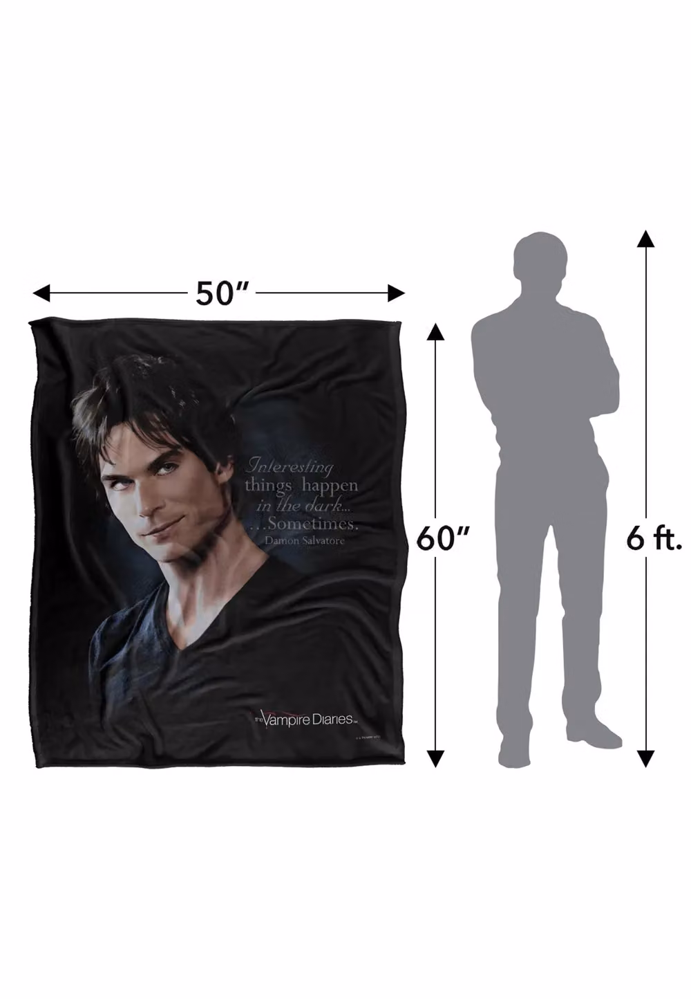 Warner Brothers The Vampire Diaries Sometimes Silky Touch Super Soft Throw Blanket, White, W x D: 152.4 x 127.0 cm – 4