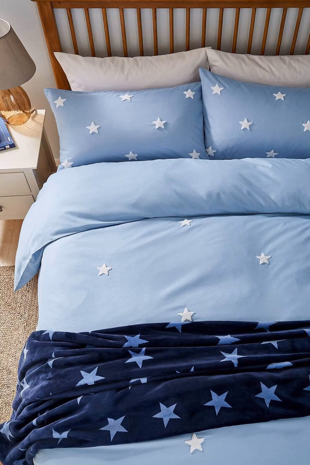 Helena Springfield Tufted Star Reversible Duvet Cover and Pillowcase Set in Blue and Silver, 180 x 200 cm – 3