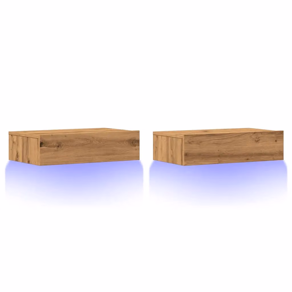 Berkfield Home Artisan Oak TV Cabinets with LED Lights, Brown, W/D/H: 60 x 35 x 15.5 cm, 2 Pack – 2