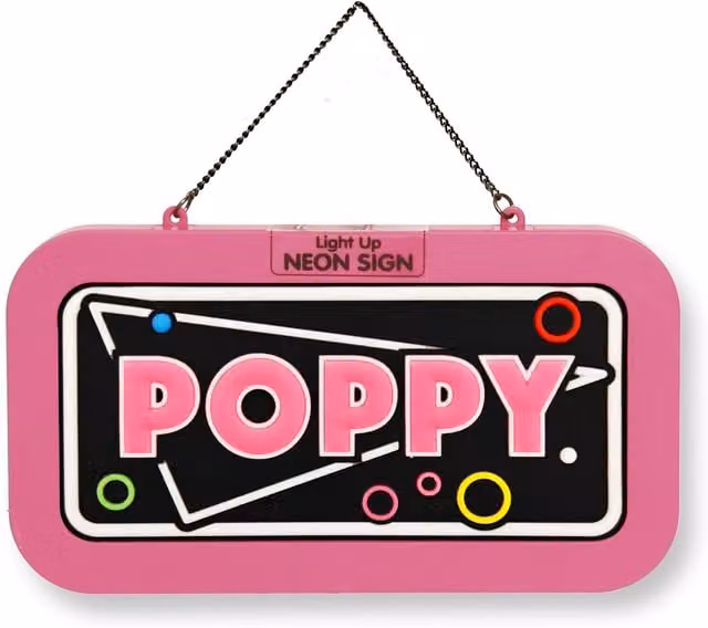 History & Heraldry Poppy Pre-personalised Light-Up Neon Bedroom Sign in Pink