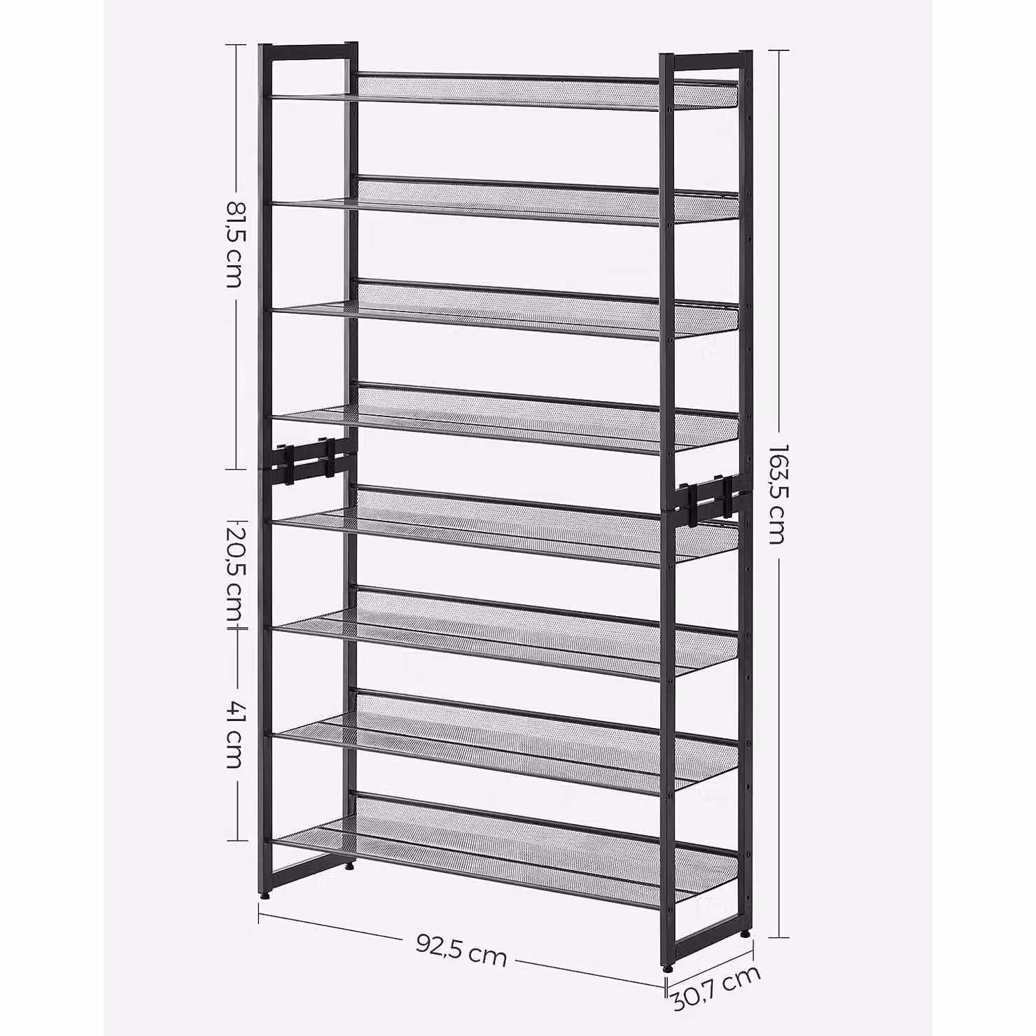 SONGMICS 8-Tier Metal Shoe Rack with Adjustable Shelves in Black – 3