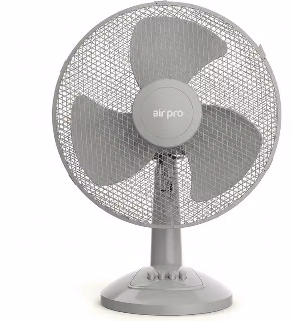 Air Pro Oscillating Desk Fan with 3 Speeds in Grey
