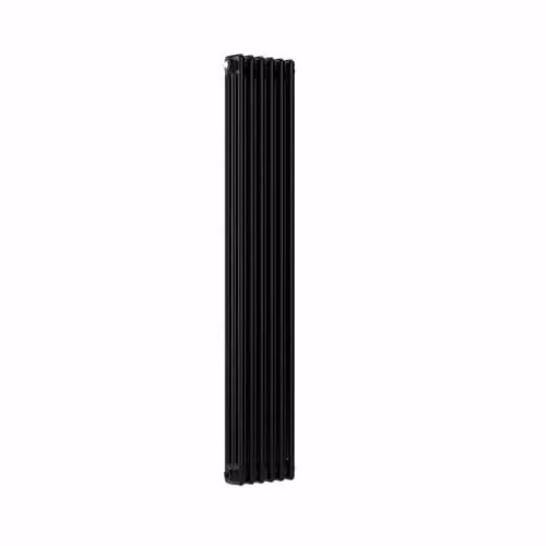 Lux Heat Black Vertical 3 Column Traditional Steel Radiator, H 150 cm x W 29 cm
