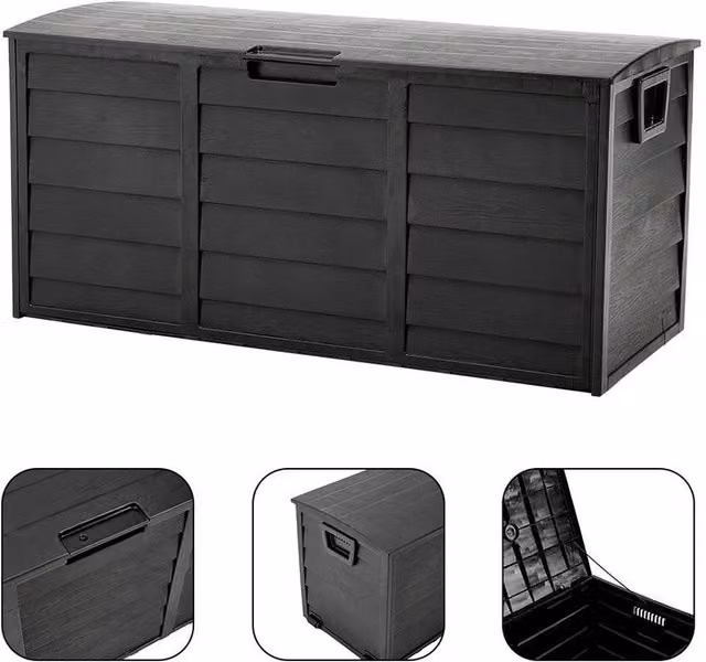 FLAVORA Black 290 L Plastic Outdoor Garden Storage Box