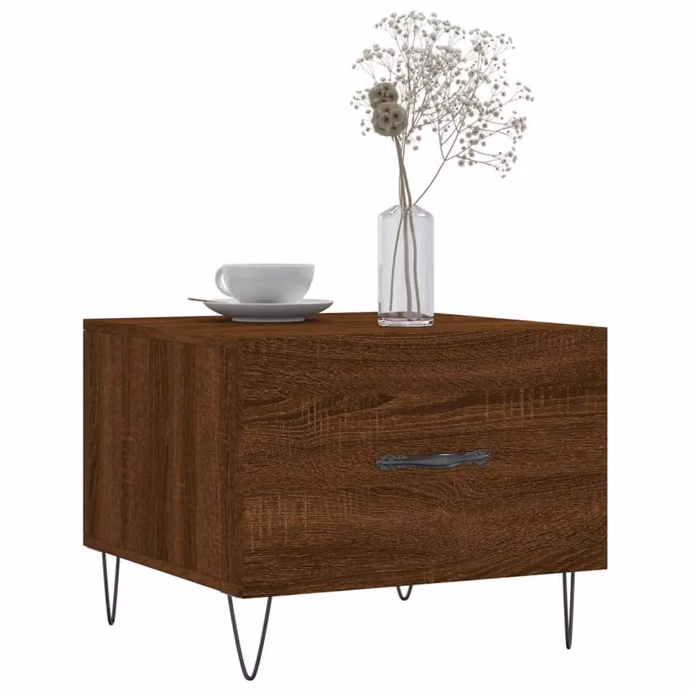 Berkfield Home Set of 2 Brown Oak Square Coffee Tables, W/D/H: 50 x 50 x 40 cm – 3