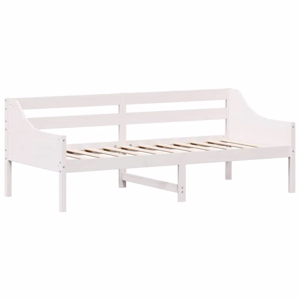 Berkfield Home Rustic Solid Wood Pine Day Bed in White, W/D/H: 80 x 200 cm – 2