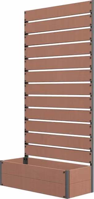 Outsunny Raised Planter with Trellis in Light Brown, Outdoor Garden Bed for Plants and Vines, H 180 cm x W 38 cm x D 90.5 cm