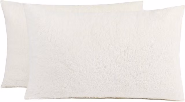 OHS Pack of 2 Teddy Fleece Filled Rectangular Pillows in Cream