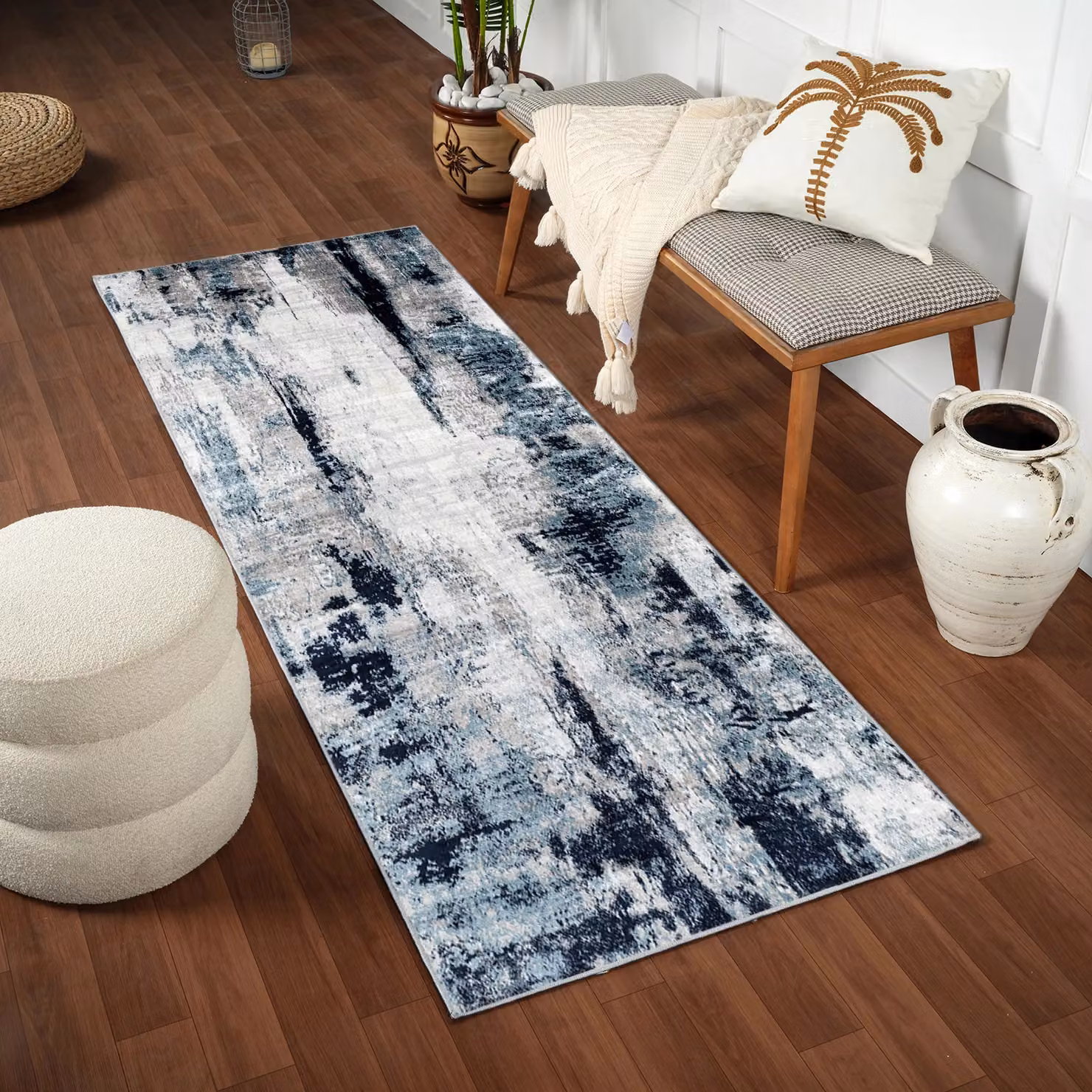 Livabliss Wanderlust Abstract Modern Marble Rug in Navy, Blue, Grey and Black, W: 140 cm, D: 200 cm – 8