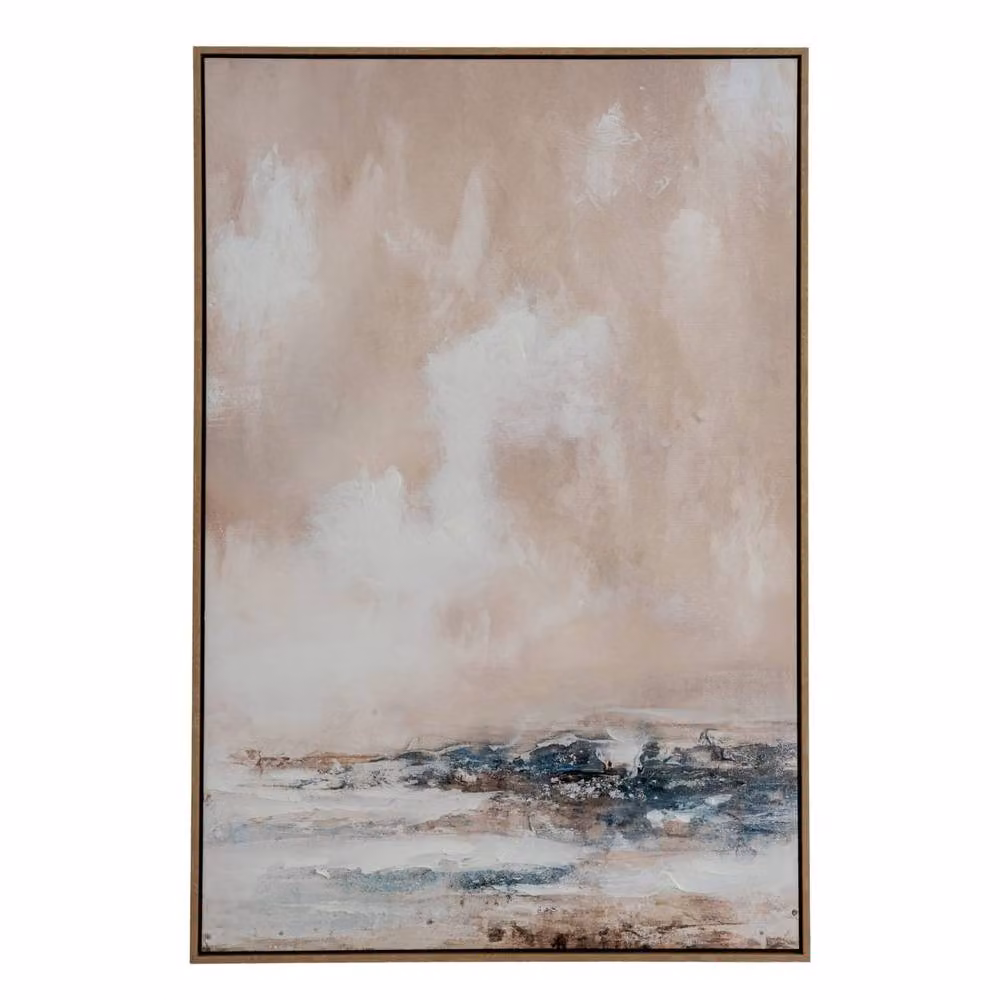 Wyld Haus Metsovo Abstract Landscape Hand Painted Framed Canvas in Brown, Blue and Multicolour – 2