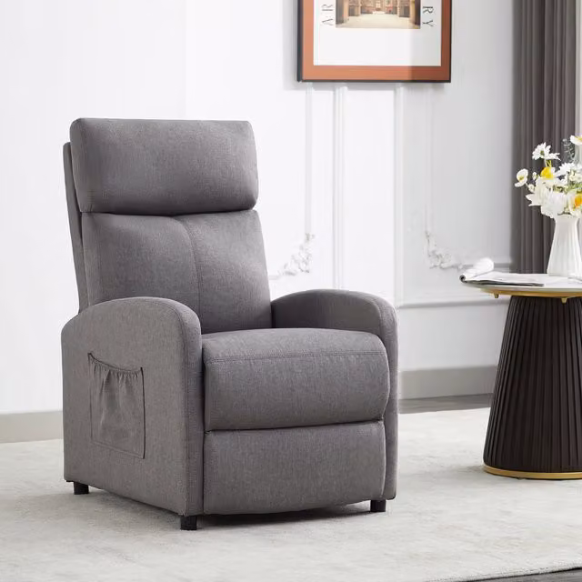 MCC Direct CozyLiving Grey Linen Fabric Push Back Reclining Armchair – 1