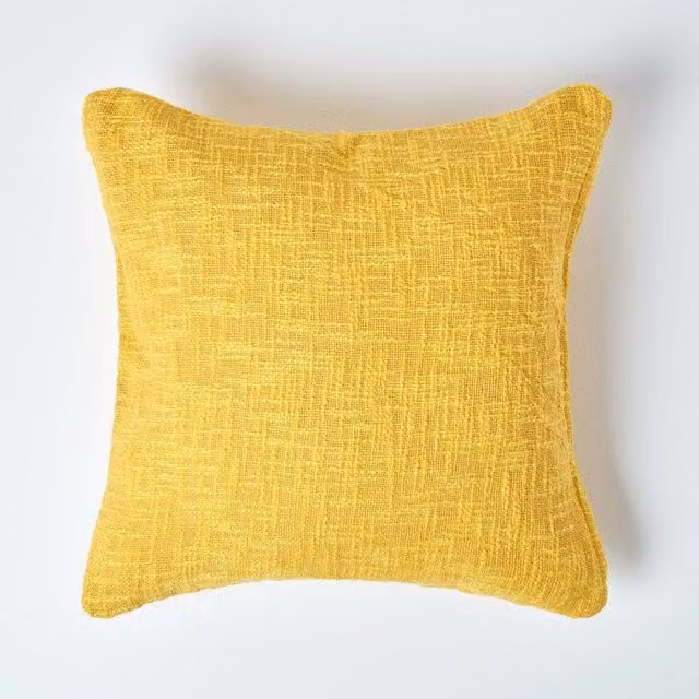 Homescapes Nirvana Yellow Cotton Cushion Cover, 45 cm