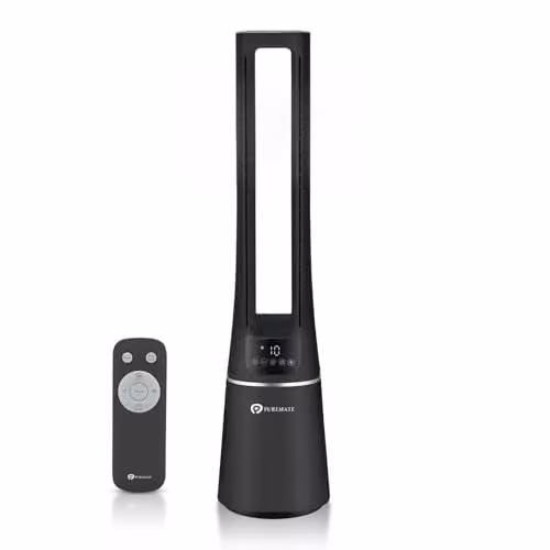 PureMate 2-in-1 Bladeless Tower Fan and Air Purifier with HEPA Filter, Black, W/D/H: 25.5 x 25.5 x 105.6 cm – 1
