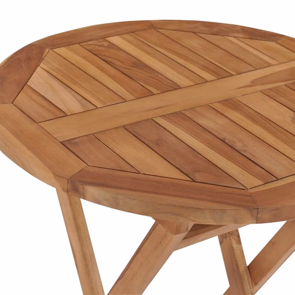 Berkfield Home Durable Folding Garden Table in Brown Solid Teak Wood, W/D/H: 60 x 60 x 75 cm – 2