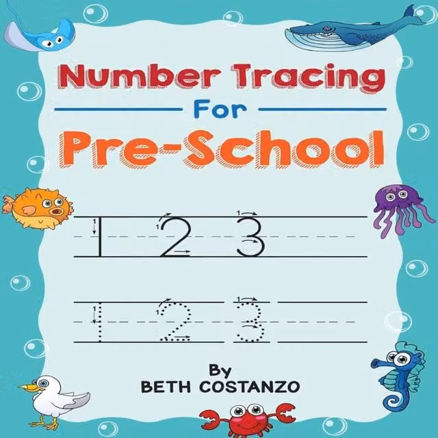 Beth Costanzo Number Tracing Book for Preschoolers, Multicolour Penmanship Workbook for Children