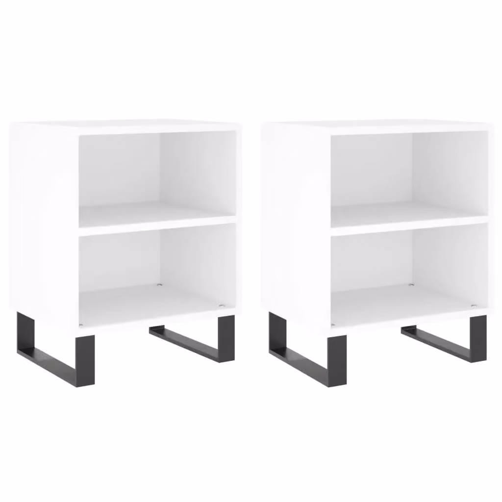 Berkfield Home Set of 2 White Bedside Cabinets, W/D/H: 40 x 30 x 50 cm