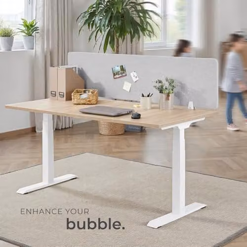 tectake Grey Sound-Absorbing Desk Divider with Plastic Core, W: 160 cm, H: 40 cm – 4