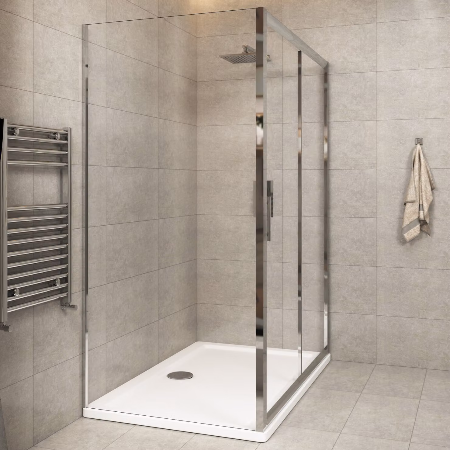 Royal Bathrooms Easy 6mm Clear Glass Fixed Shower Enclosure Side Panel W: 70 cm, H: 185 cm