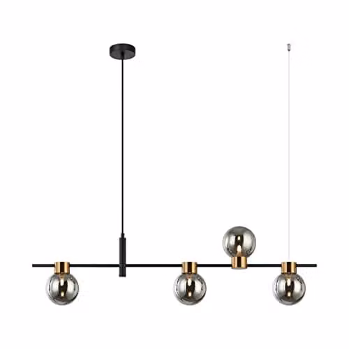 Netlighting Bletter Modern 4 Light Bar Pendant Ceiling Light in Black with G9 Glass Shades