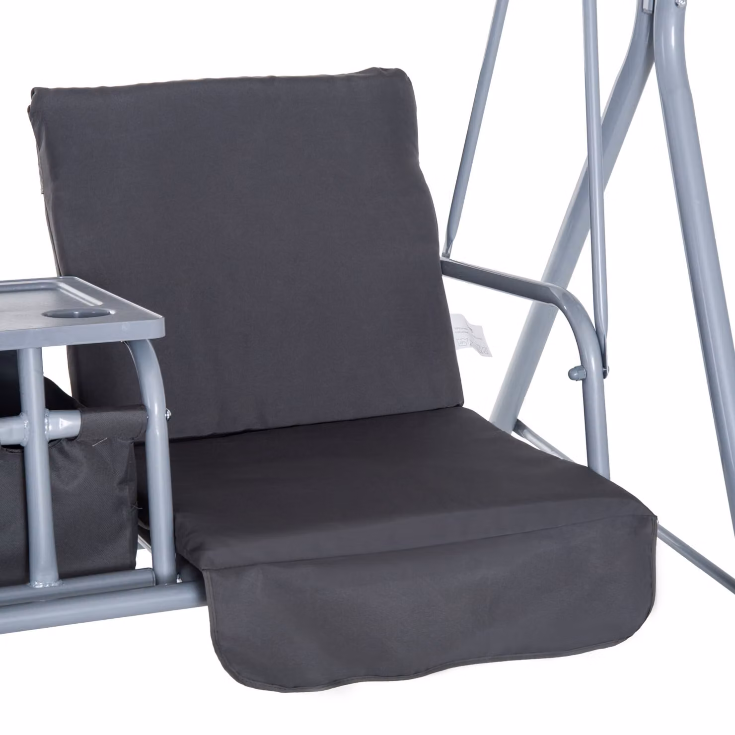 Outsunny Grey 2-Seater Steel Frame Swing Chair with Table and UV-Resistant Sun Canopy – 8