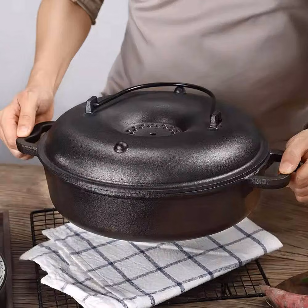 KORVIXA Black Cast Iron Roasted Sweet Potato Pot, 28 cm – 3