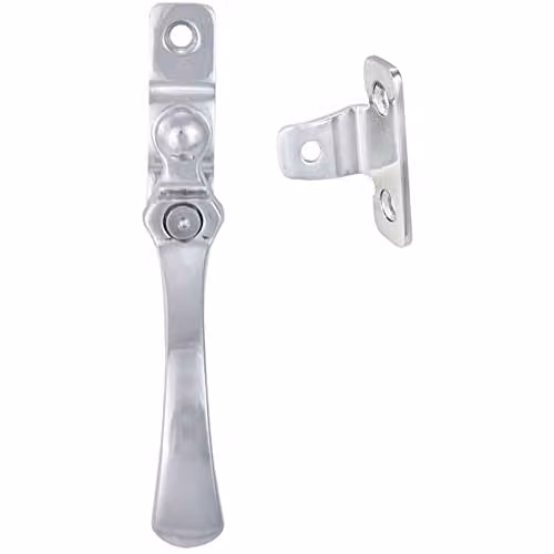 Loops Lockable Victorian Casement Window Fastener in Polished Chrome