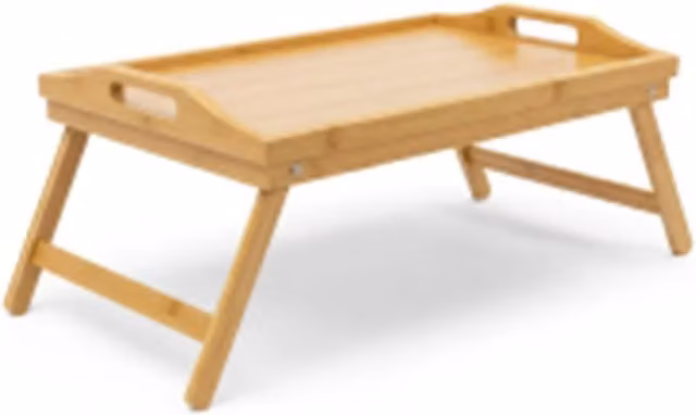 Premier Housewares Bamboo Folding Breakfast Lap Tray in Brown and White