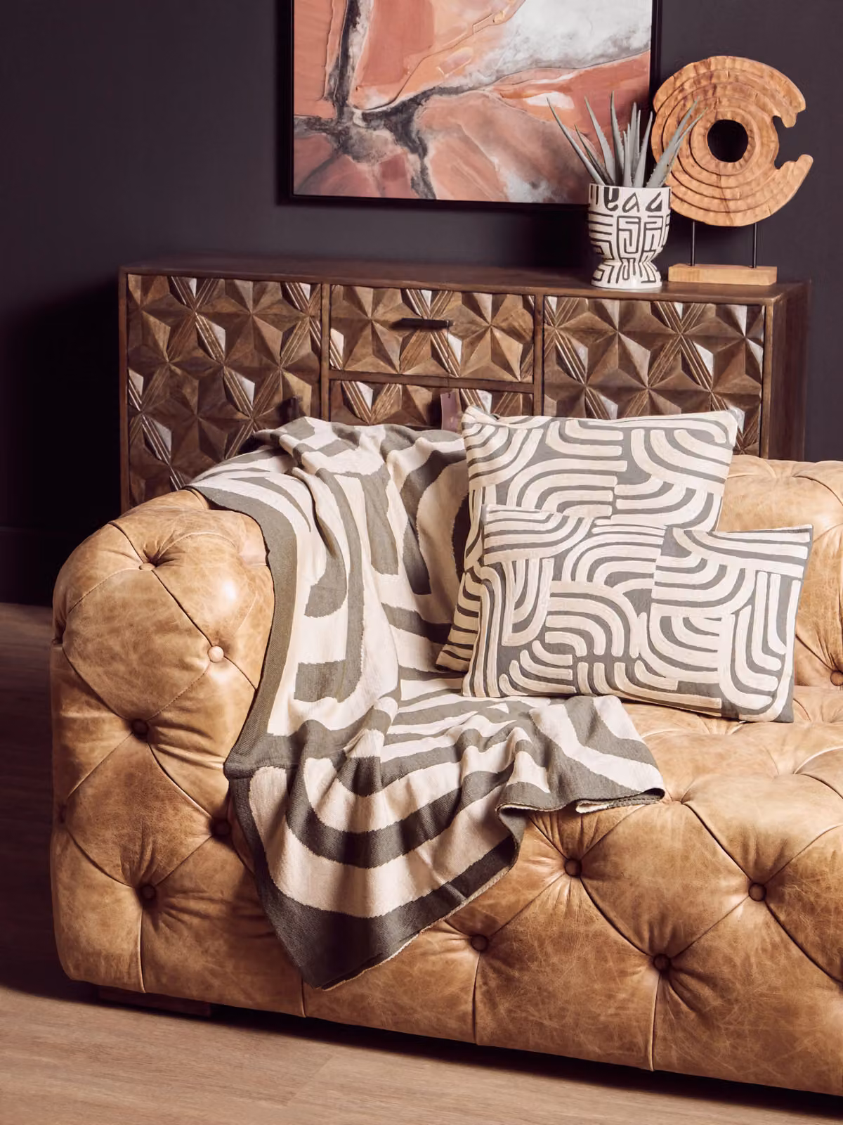 Orsina Bosie Ozella Green Knitted Geometric Boho Throw – 5