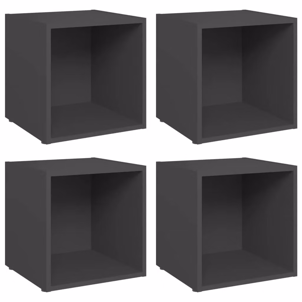 Berkfield Home Set of 4 Grey TV Cabinets in Engineered Wood, W/D/H: 37 x 35 x 37 cm – 2