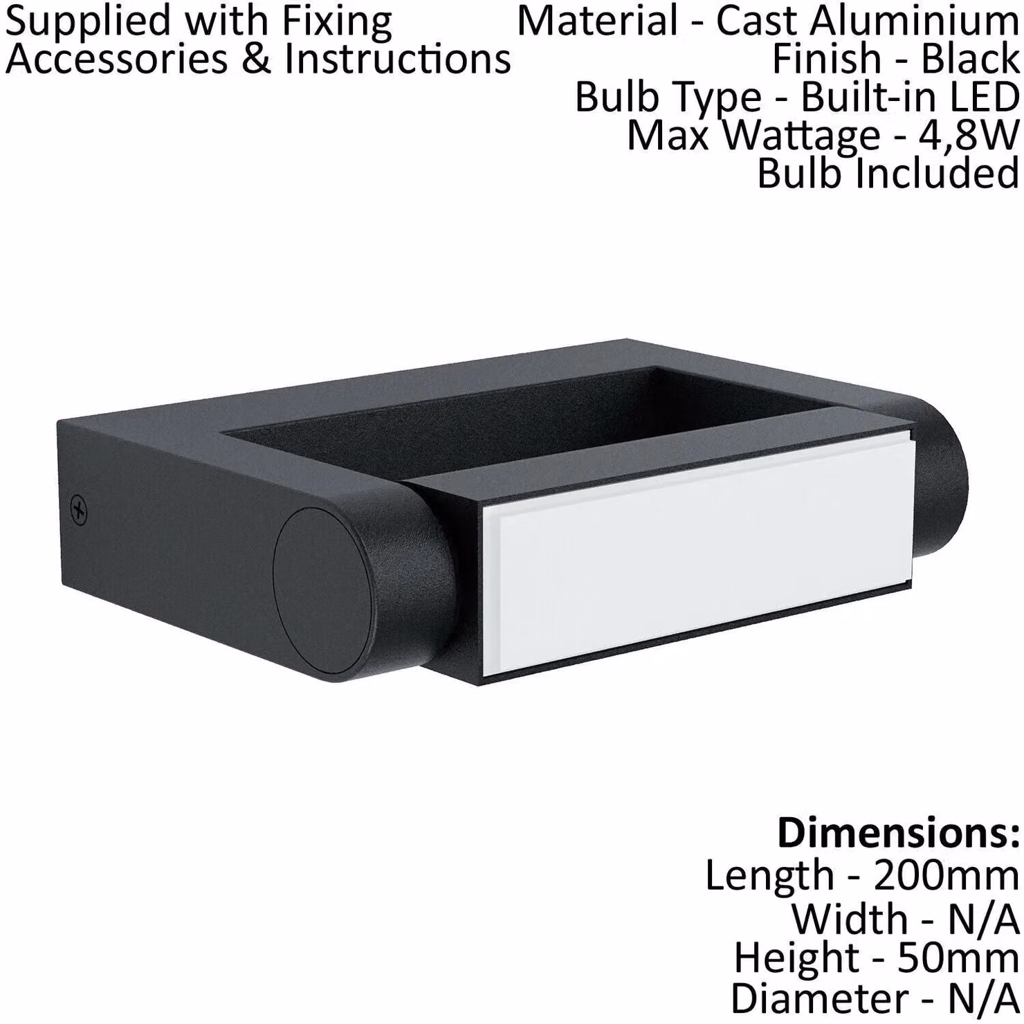 Loops 2 Pack Black Cast Aluminium IP44 Outdoor LED Wall Light Lanterns – 2