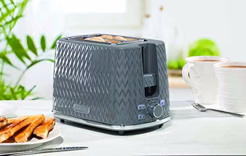 Daewoo Argyle 800W 2 Slice Toaster with Defrost, Reheat and Browning Control in Grey – 2