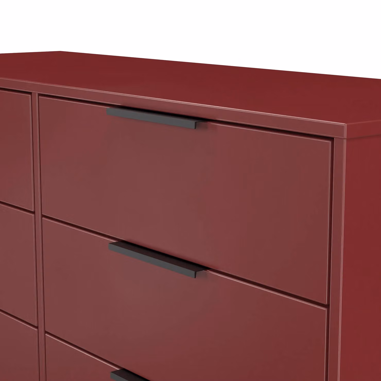 Ready Assembled 2 U Fuji 6 Drawer Wide Chest in Dark Red – 4