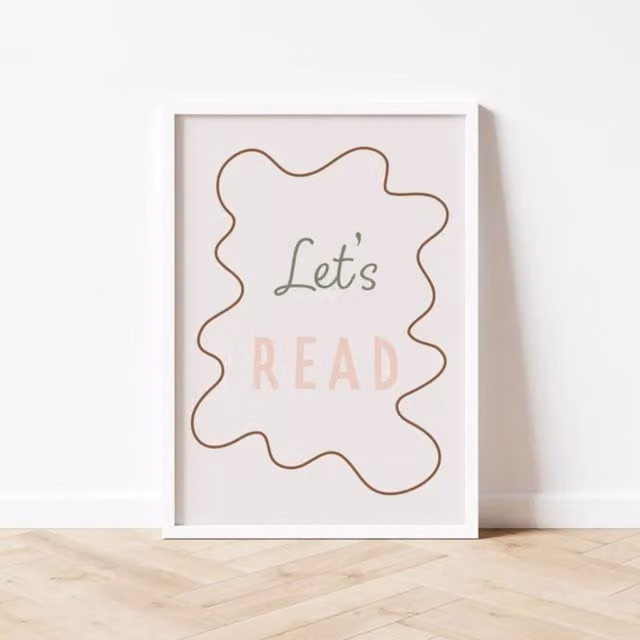 Autumns Corner Let's Read Wavy Edition Typography Print, Light Pink, A4 – 1