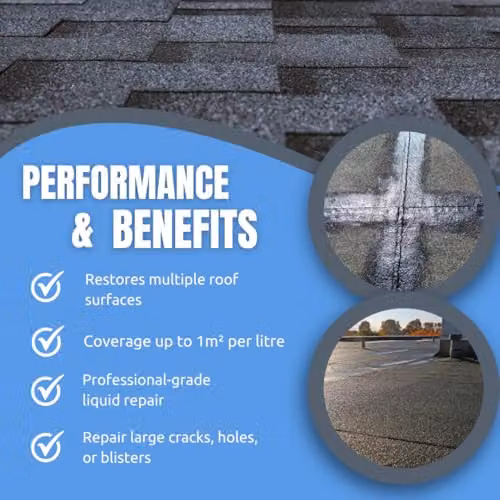 SmartSeal Liquid Roof Repair Black 5 Litre Waterproof Sealer for Flat Roofs, Gutters and Metal Surfaces – 3