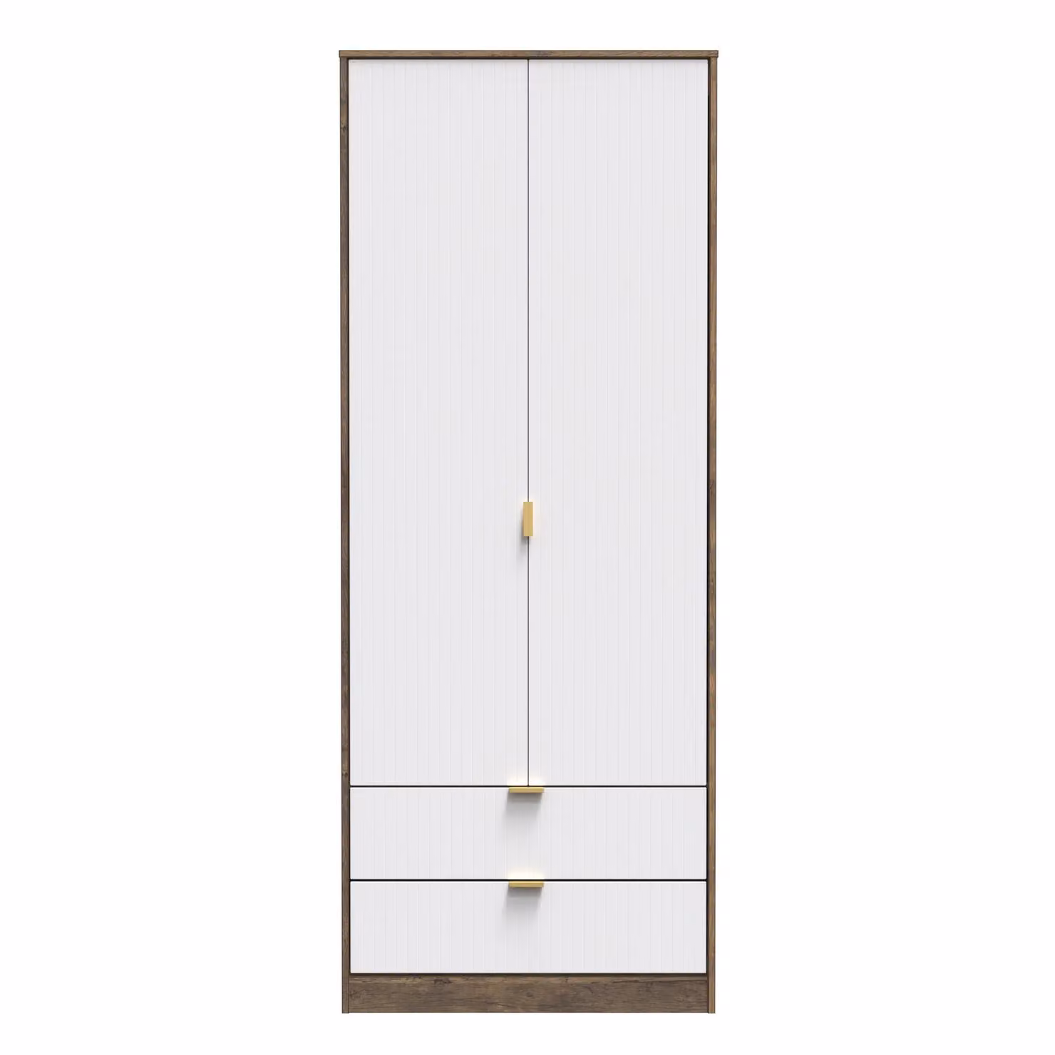 Ready Assembled Bexley 2 Door 2 Drawer Wardrobe in White and Gold with Striped Details – 2