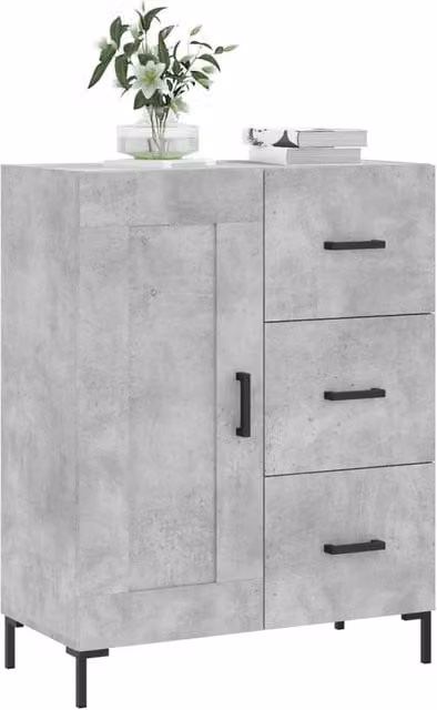 Berkfield Home Industrial Sideboard in Concrete Grey, W: 69.5 cm, D: 34 cm, H: 90 cm