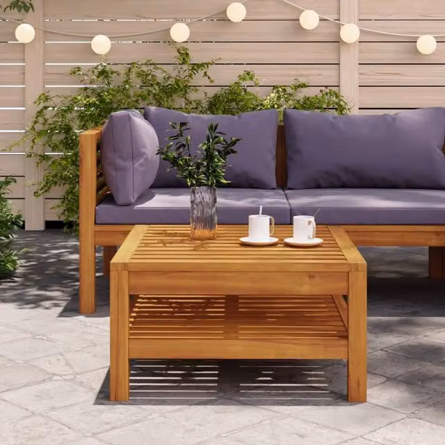 Berkfield Home Solid Acacia Wood Coffee Table in Brown, W/D/H: 65 x 65 x 35 cm