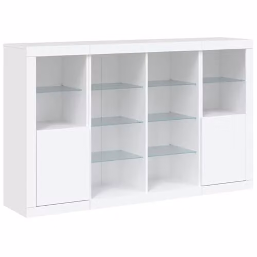 vidaXL Set of 3 Modern White Engineered Wood Sideboards with Integrated LED Lighting