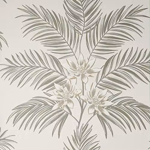 Fine Decor Bali Tropical Floral Stone Washable Botanical Wallpaper in Sand