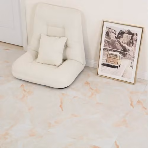 Gr8 Home Self Adhesive Marble Stone Effect PVC Floor Tiles, 3.34m2, White and Gold
