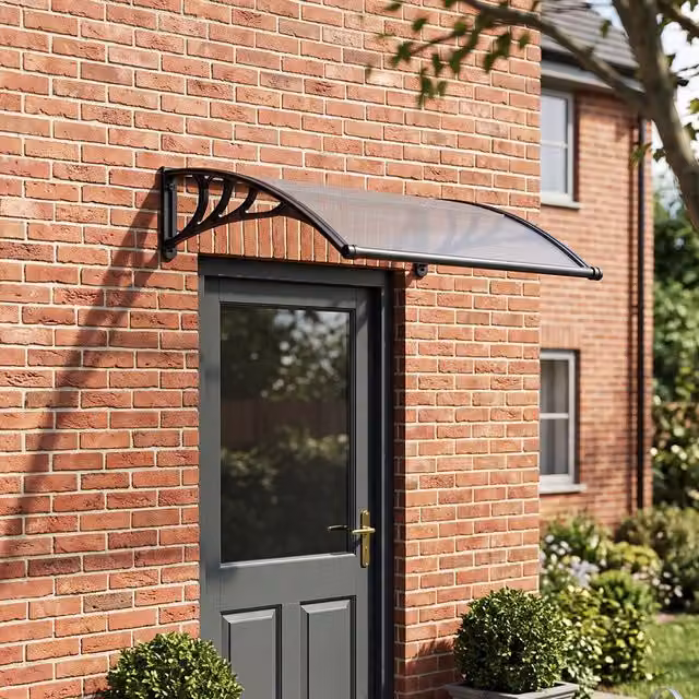 Breeins Dark Grey Door Canopy with Drainage Channel, Width: 100 cm