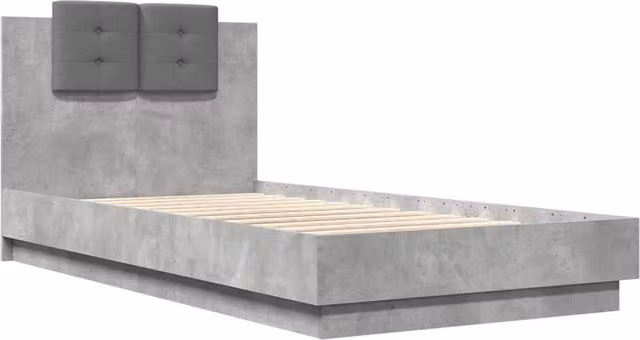 Berkfield Home Soft Upholstered Single Bed Frame in Grey, W/D/H: 90 x 190 cm