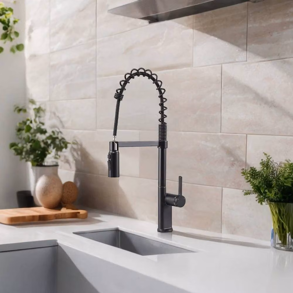 Kelvenix Matt Black Kitchen Sink Mixer Tap with Pull Out Spray Spout and Swivel Function – 2