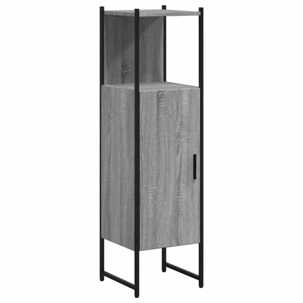 Berkfield Home Grey Sonoma Wall Mounted Bathroom Cabinet with Hinged Doors and Open Shelf, W/D/H: 33 x 33 x 120.5 cm – 2