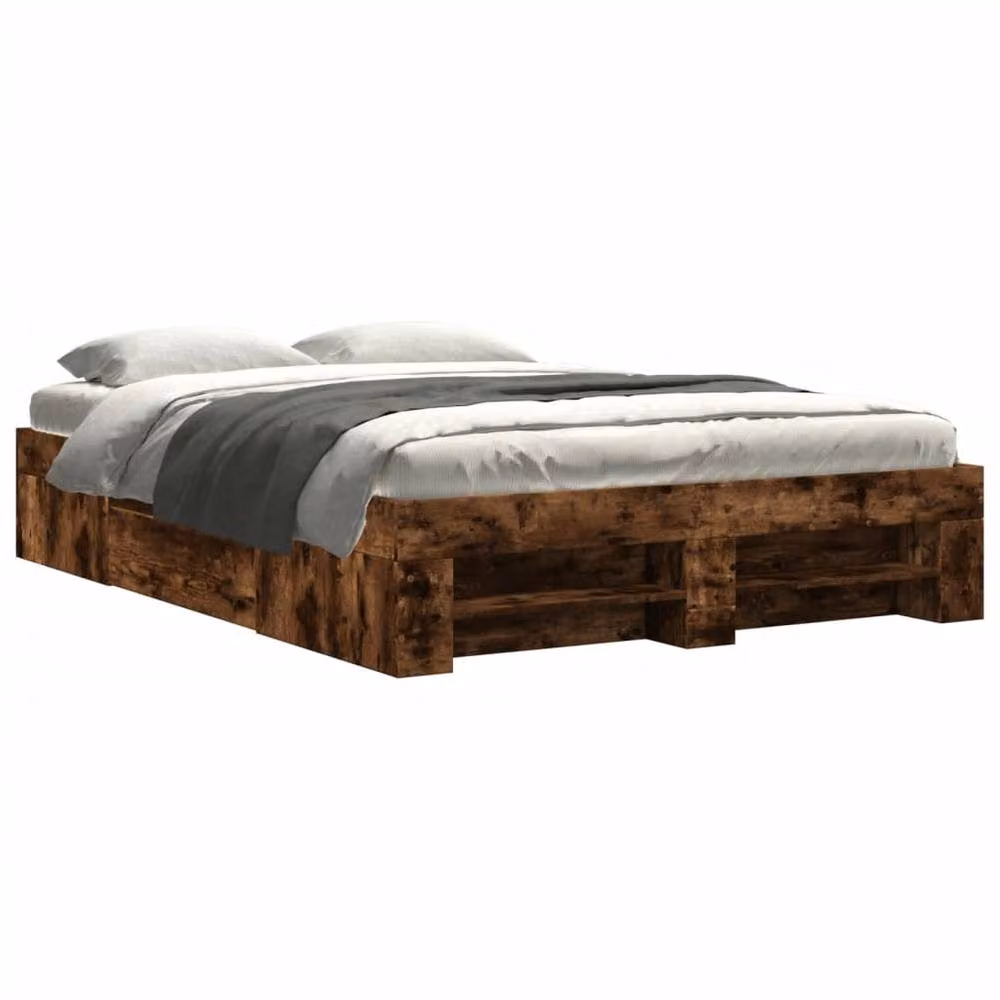Berkfield Home Durable Small Double Bed Frame in Smoked Oak Brown, W/D/H: 120 x 200 cm – 3