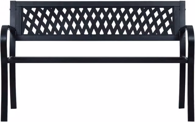 Berkfield Home Geometric Garden Bench in Matt Black Metal and Plastic, Width: 125 cm – 1