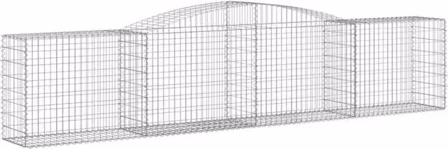 Berkfield Home Decorative Arched Gabion Baskets, 2 Pieces, Silver Galvanised Steel, W/D/H: 400 x 50 x 80/100 cm – 1