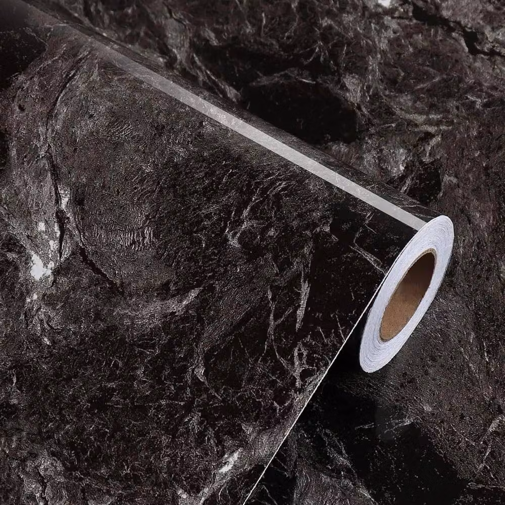 KORVIXA Black Marble Contact Paper Sticky Kitchen Wallpaper, W: 52 cm, L: 1000 cm – 2