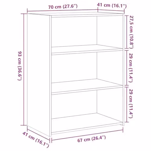 vidaXL Grey Sonoma Sideboard in Engineered Wood W/D/H: 70 x 41 x 93 cm – 2